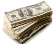 Large Stack of 100 Dollar Bills As ALump Sum illustration