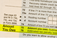 Tax form with amount you owe highlighted