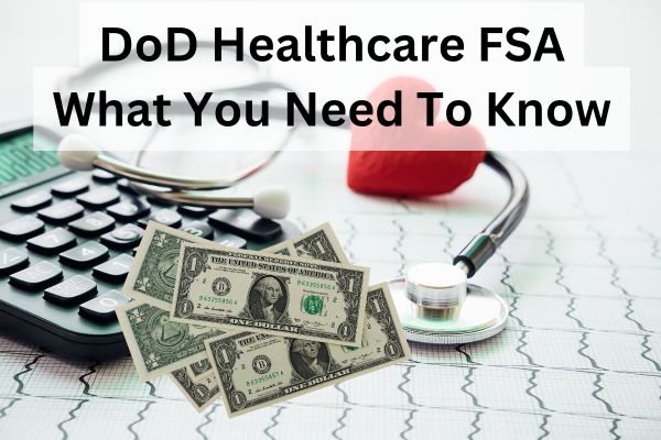 DoD Healthcare FSA Title Image - EKG printout background with stethoscope, calculator, and dollars